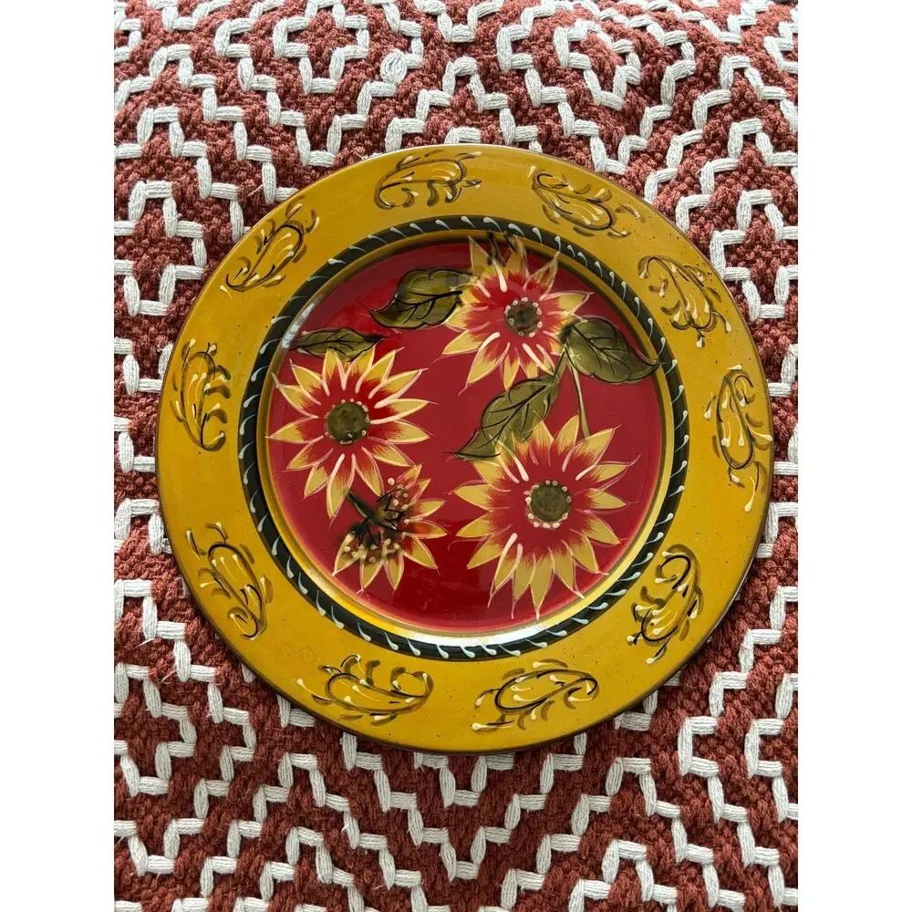 PIER 1 IMPORTS Sunflower Replacement Dinner Plate Hand Painted Terracotta 10.5